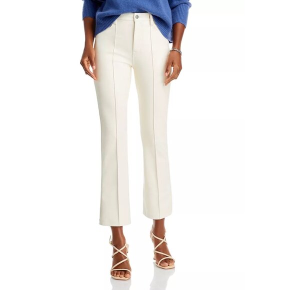 7 For All Mankind Faux Leather Kick Flare Pants Office Business Work Cream 23 - Picture 1 of 12